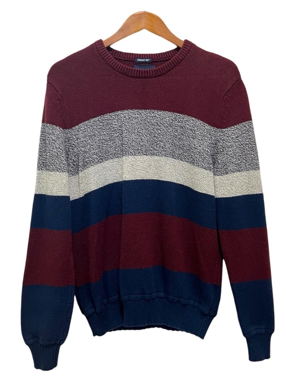 American Eagle Sweater Seriously Soft Medium Cotton Wool Blend Colorblock Stripe